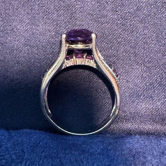 4.98CTW AFRICAN AMETHYST - RHODIUM OVER STERLING SILVER RING - Size 9 - Picture 2 of 6